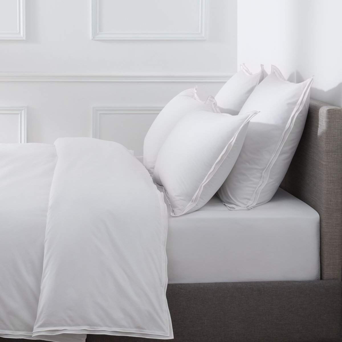 Housse de couette PURE WHITE percale lavée blanc - finition blanche