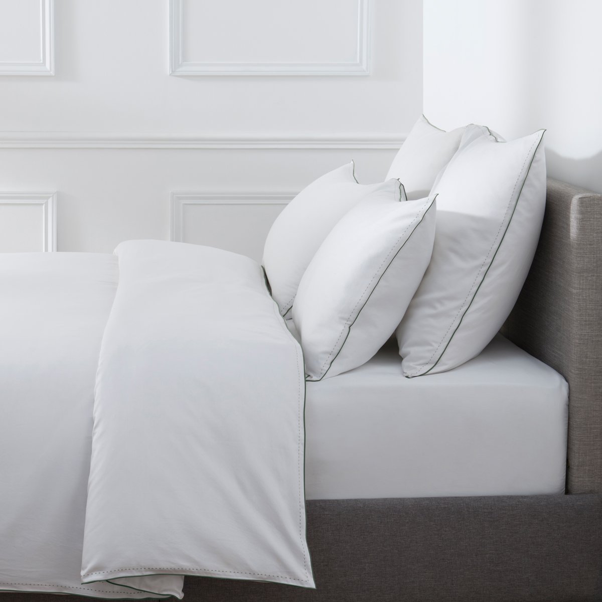 Housse de couette PURE WHITE satin lavé blanc - finition foret