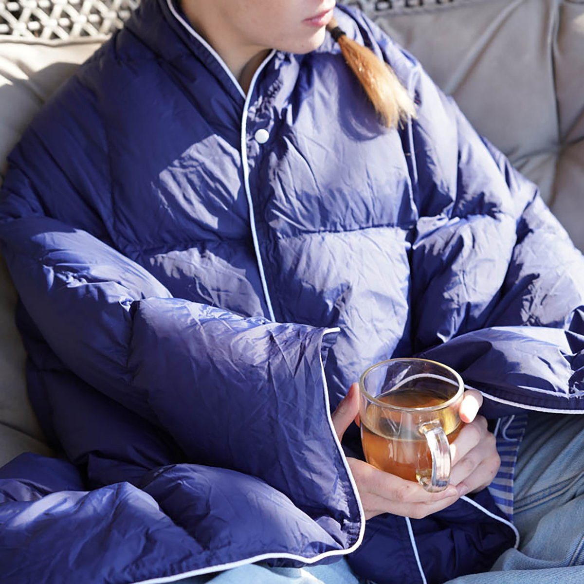 Plaid effet duveteux nomade 2 en 1 escale