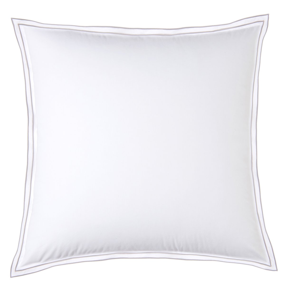Taie d'oreiller PURE WHITE percale lavée blanc - finition grise claire
