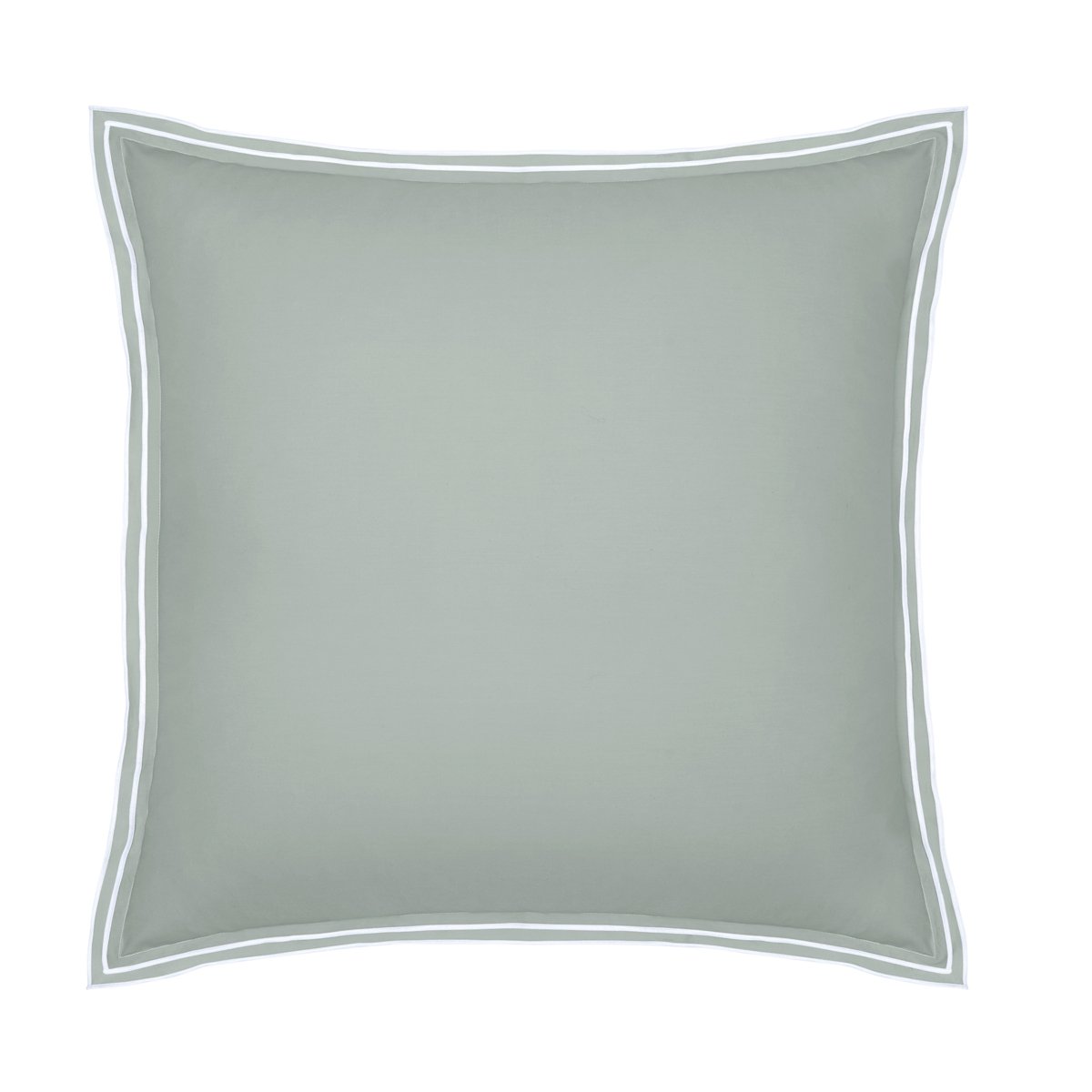 Taie d'oreiller PURE WHITE percale lavée light green finition white