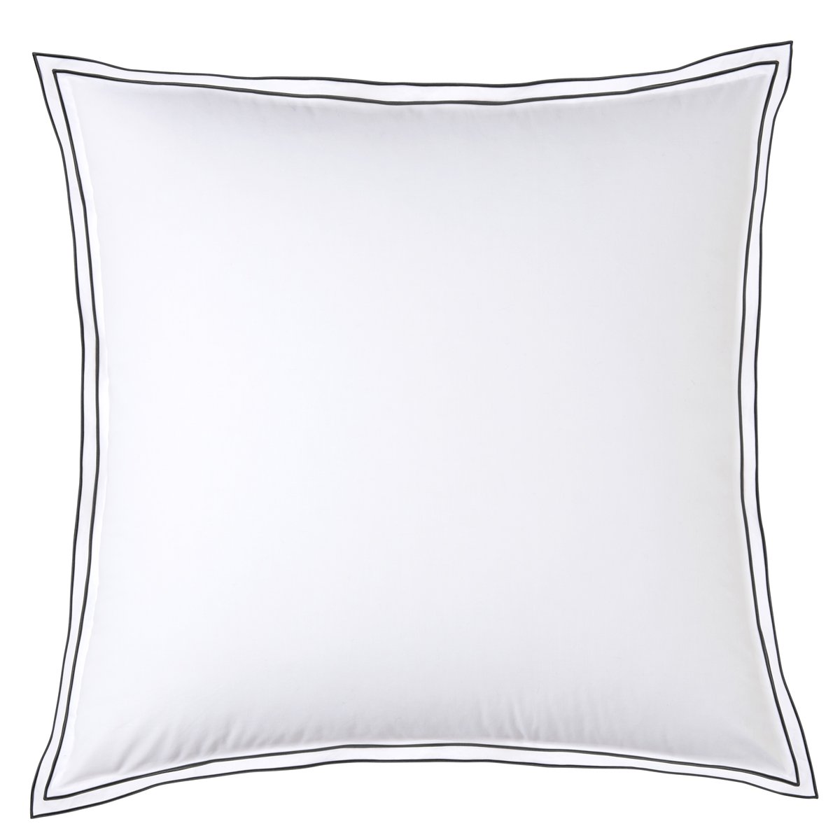 Taie d'oreiller PURE WHITE percale lavée blanc - finition noire