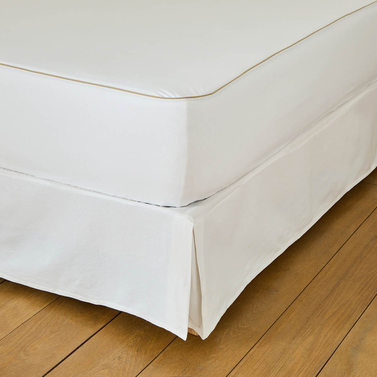 Protège matelas coton imperméable - passepoil beige