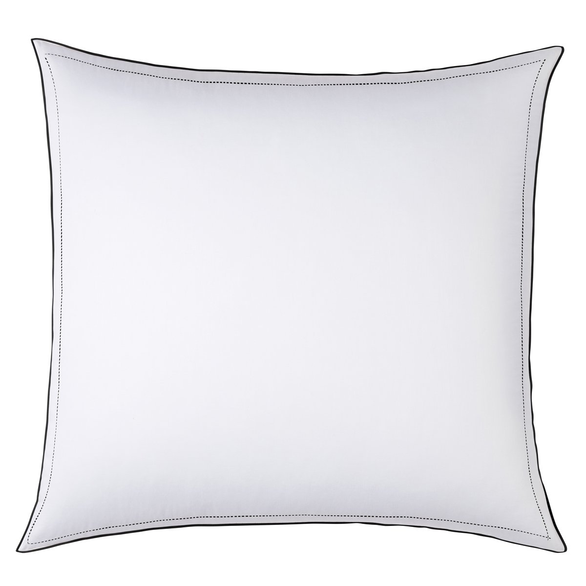 Taie d'oreiller PURE WHITE satin lavé blanc - finition noire
